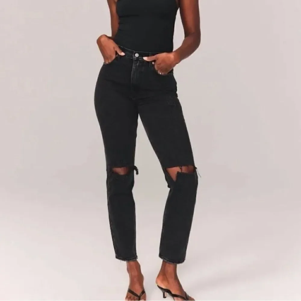 Abercrombie and fitch the ankle straight ultra high rise jeans black